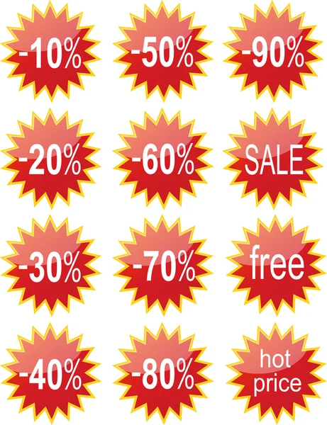 Red shiny discount tags — Stock Vector