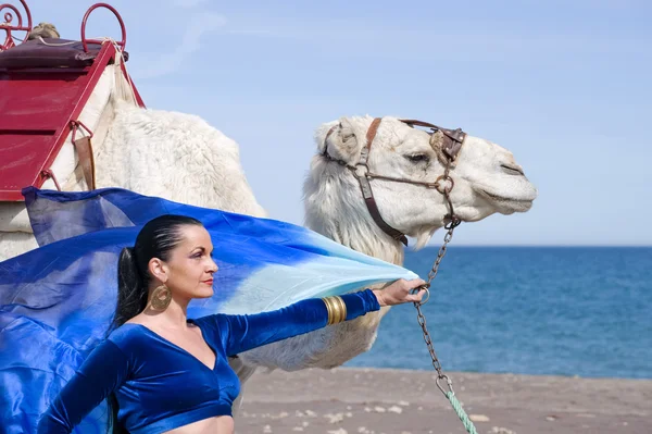 Ballerino della pancia con cammello — Foto Stock