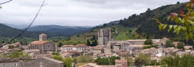 Panoramic View of Lagrasse Village clipart