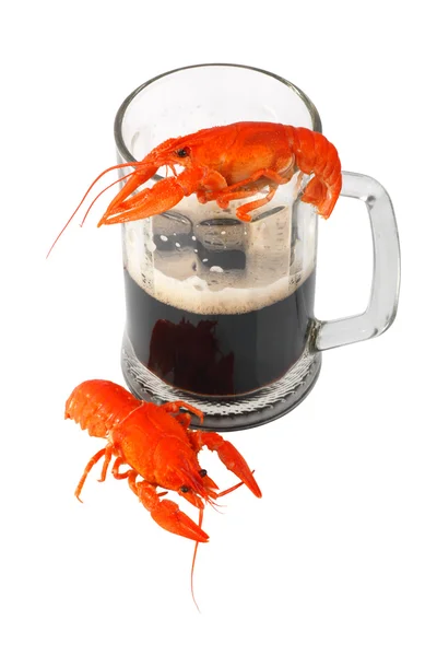 Cerveja preta e lagostim — Fotografia de Stock