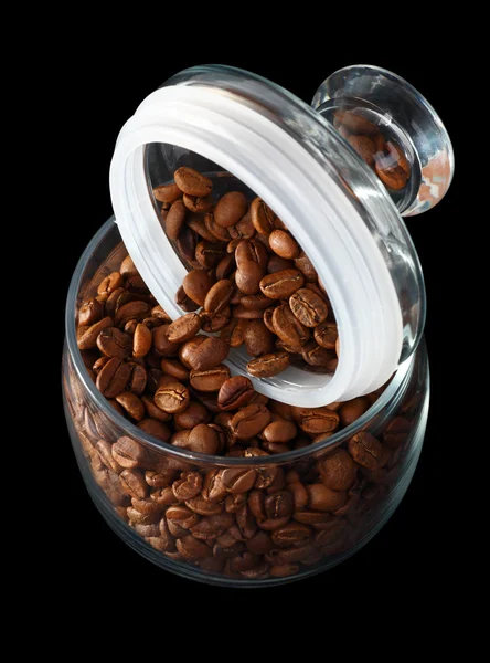 ガラス瓶の中のコーヒー豆は — ストック写真