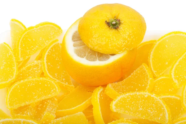 Gelatina de limón y fruta — Foto de Stock