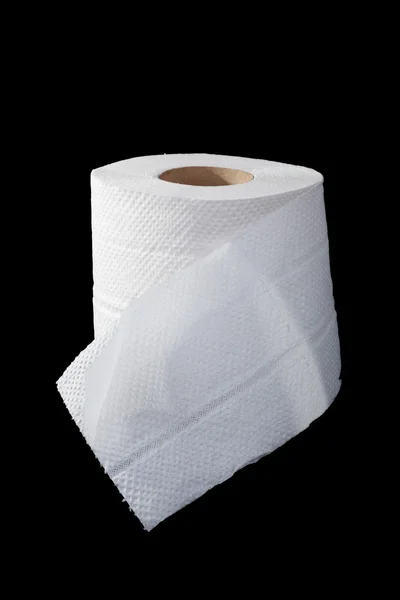 One roll of toilet paper on black — Stock Photo, Image