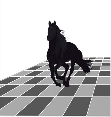 Attack by a black horse clipart
