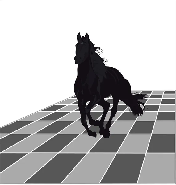 stock vector Attack by a black horse