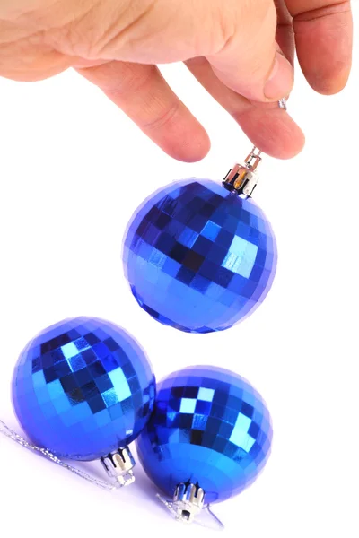 Jul blå glaskula — Stockfoto