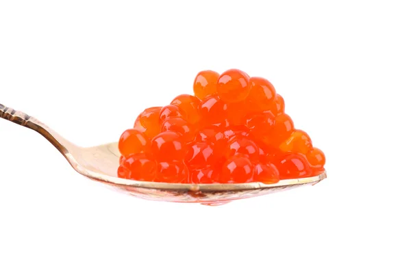 Caviar rojo en una cuchara —  Fotos de Stock
