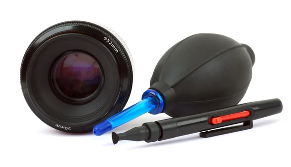 Pulizia fotocamera obiettivo — Foto Stock