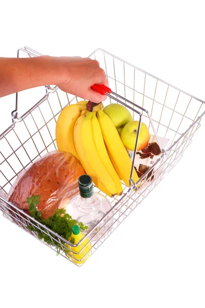 Cesta de compras de alimentos — Fotografia de Stock