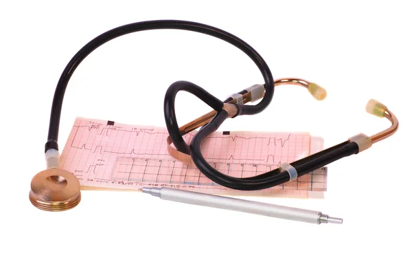 Stethoscope and ECG — Stock Photo, Image