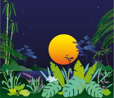 The late evening in tropics clipart