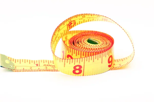 Yellow inchlong tape measure — Stock Photo, Image