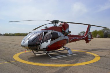 The helicopter at take-off site clipart