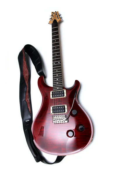 Červené elektrickou kytaru — Stock fotografie