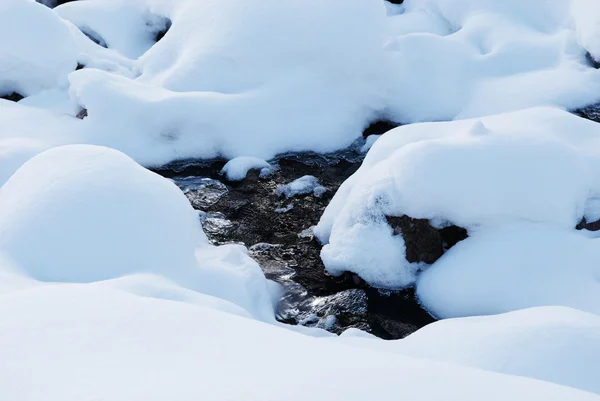 Neve e piccolo torrente — Foto Stock