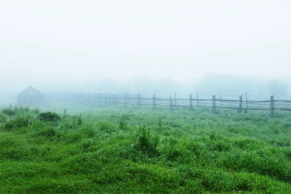 Mist in dorp — Stockfoto