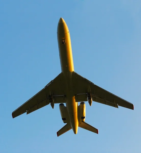 Takes off aero plane on sundown — Stock Photo, Image