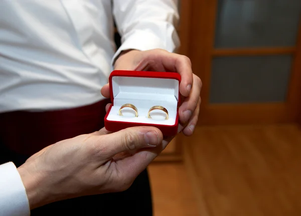 stock image Wdding rings in box