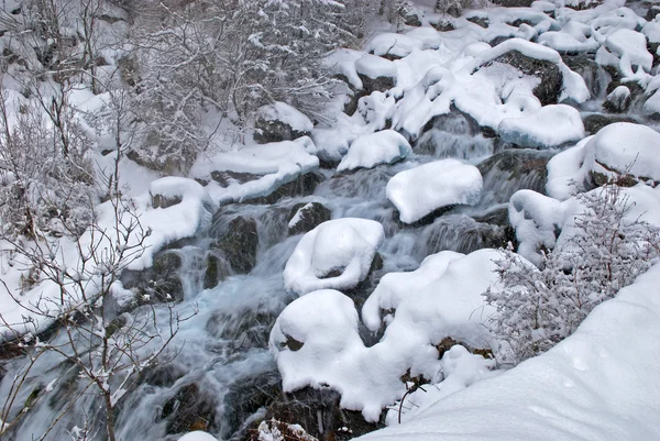 冬山溪期间降雪 — 图库照片