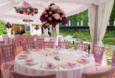 Pink wedding tables clipart