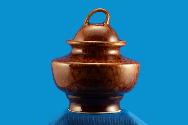 Stylish east sugar-bowl on blue — Stock Photo, Image