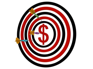 Dartboard dollar with darts clipart