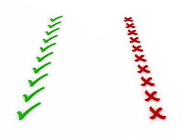 Checkmark and X. Right/Wrong clipart