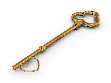 Gold key to access with heart clipart