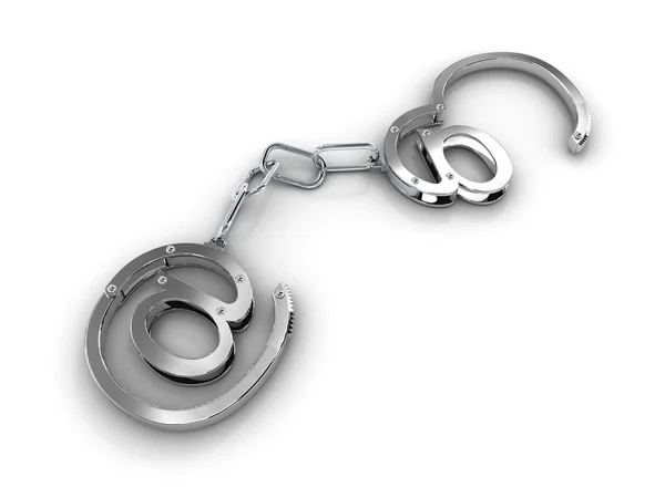 Handcuffs with "at" — Stock Photo, Image