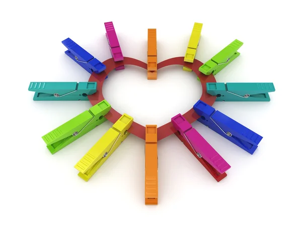 Heart with clothes peg — Stock Photo, Image