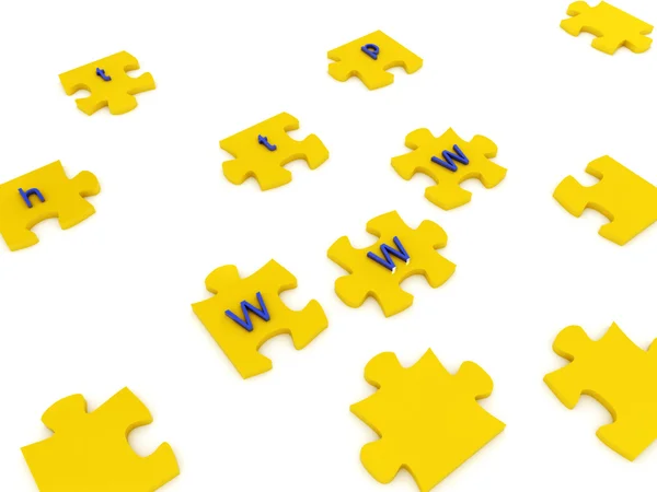 Quebra-cabeças com letras sobre fundo branco — Fotografia de Stock