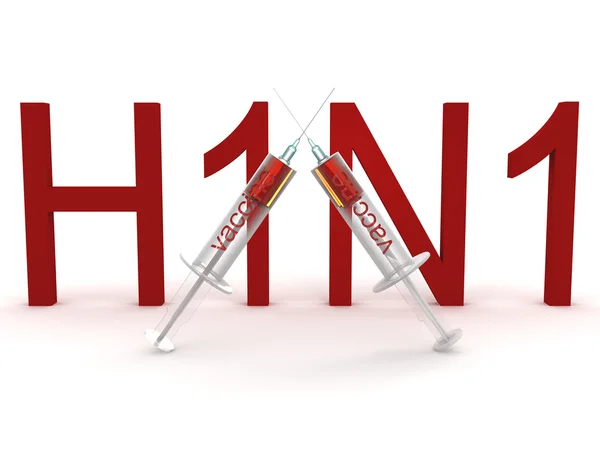 H1N1 se dvěma stříkačkami — Stock fotografie