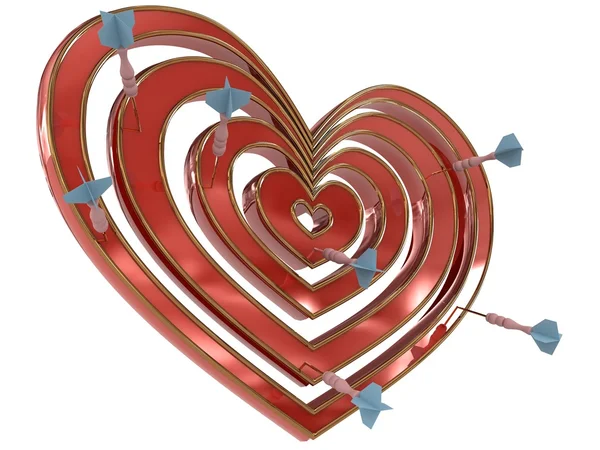Dartboard καρδιά με βελάκια — Φωτογραφία Αρχείου