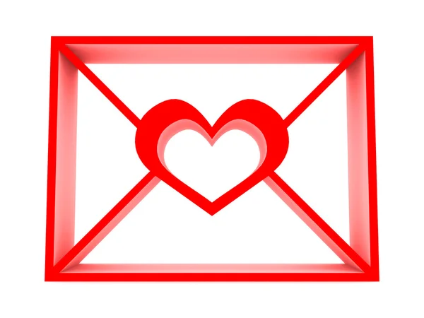 Email com coração — Fotografia de Stock