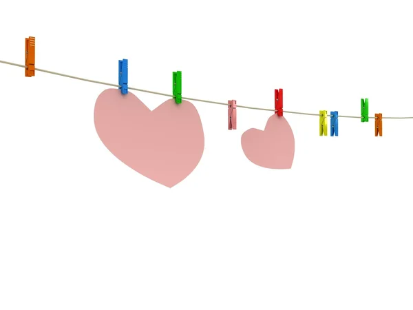 Heart on clothes peg — Stock Photo, Image
