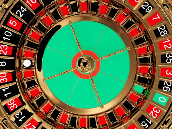 赌场轮盘赌轮顶视图 — 图库照片