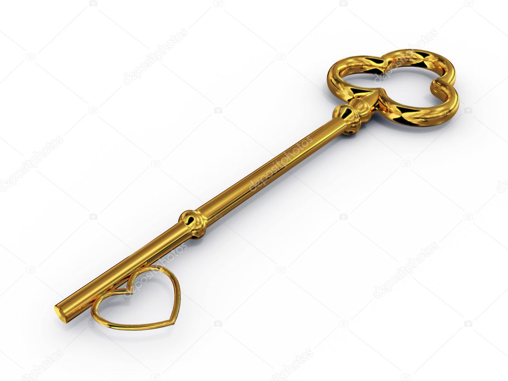 Gold key to access with heart