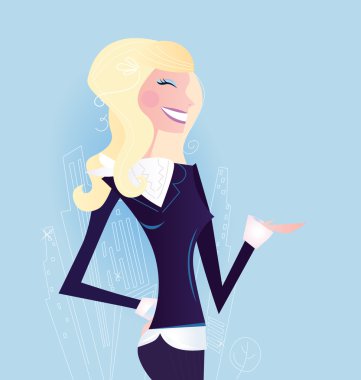 Blond business woman in black costume clipart