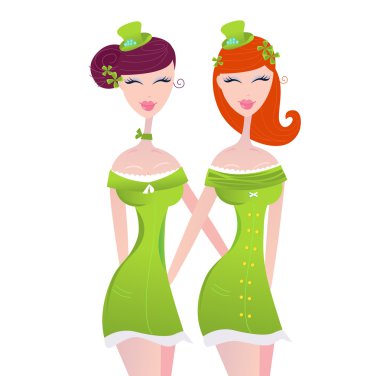 St. Patrick's Day irish girls clipart