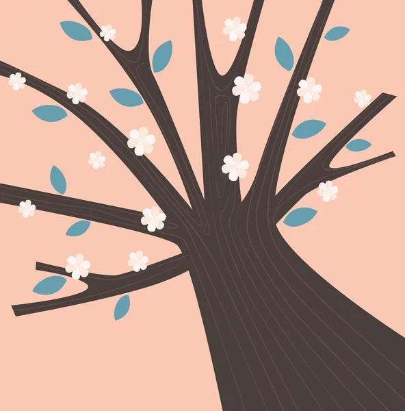 Frühlingsbaum mit Blütenblumen. Vektor — Stockvektor
