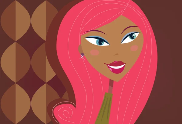 Жінка голова з божевільною червоною зачіскою — стоковий вектор