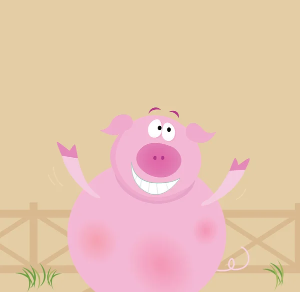 Animaux de ferme : cochon heureux — Image vectorielle