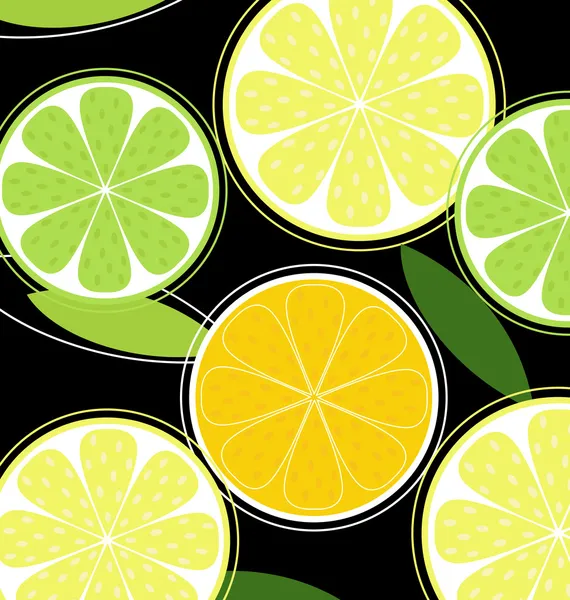 Citrus fruit op zwarte achtergrond vector — Stockvector