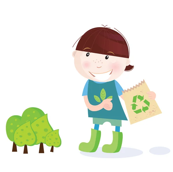 L'écolier recycle — Image vectorielle