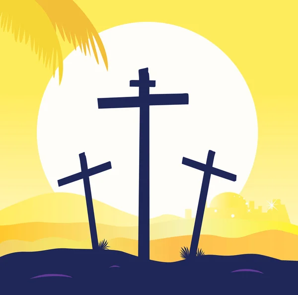 Crucifixion Jésus - scène du calvaire — Image vectorielle