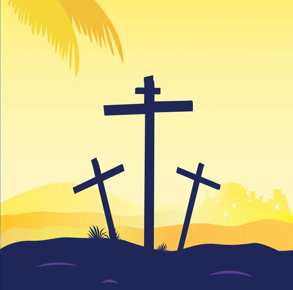 Jezus kruisiging - Golgota scène — Stockvector