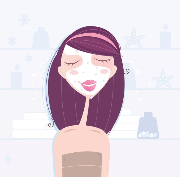 Spa & beauty: woman taking skin care — Stock Vector