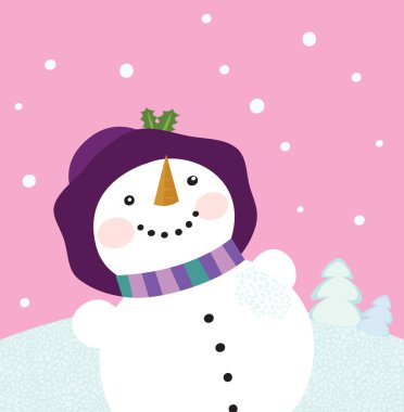 It's snowing - Winter snowman lady clipart
