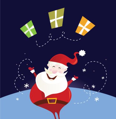 Santa claus with christmas presents clipart