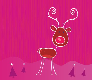 Doodle christmas reindeer Rudolph clipart